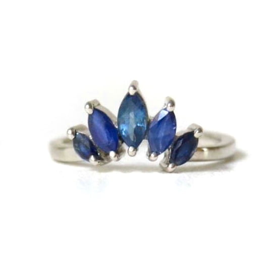 Platinum band with blue sapphires
