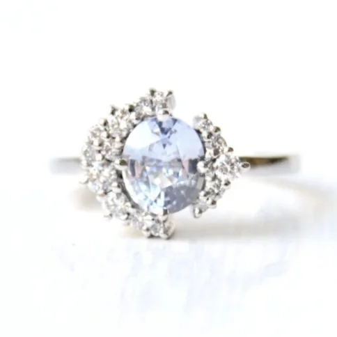 6mm Light Blue Sapphire Engagement Ring - DIORAH JEWELLERS