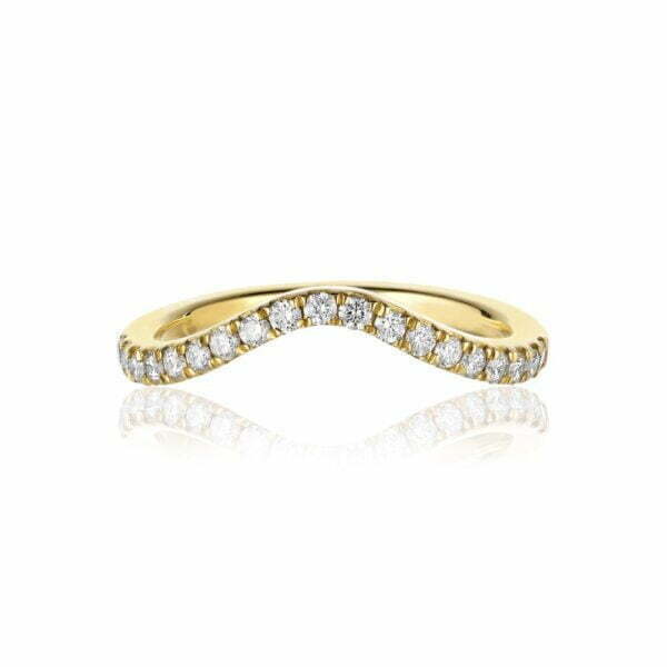 Wave rings with diamonds set in 18K yellow gold