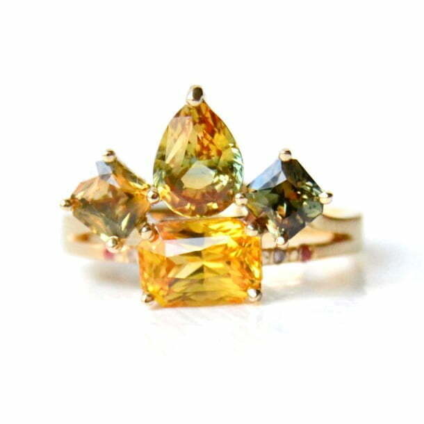 orange sapphire ring made of 18k yellow gold