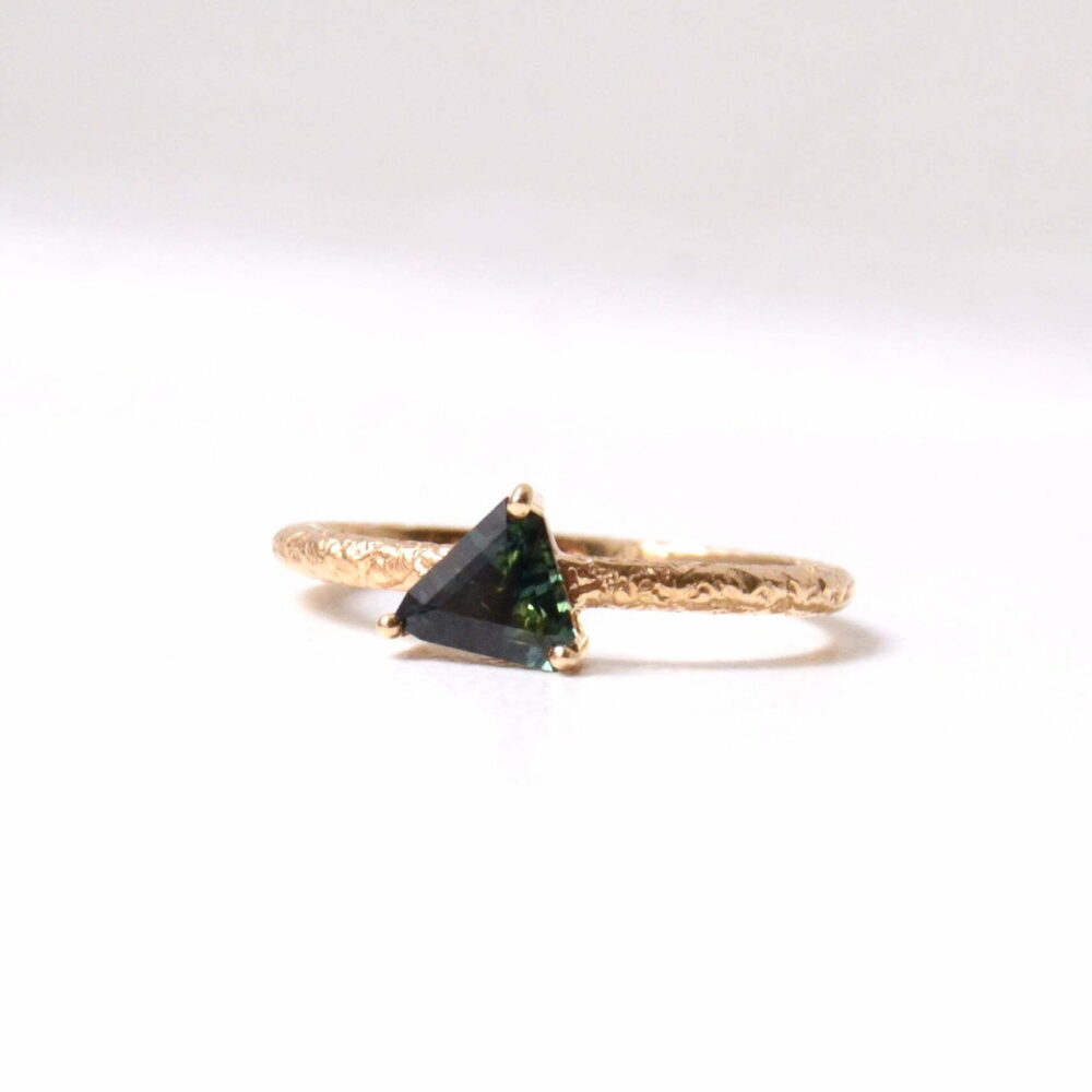 Trillion green sapphire ring
