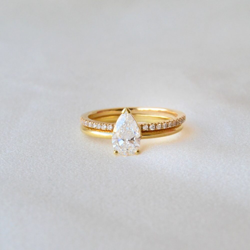 Pear shaped engagement ring stack