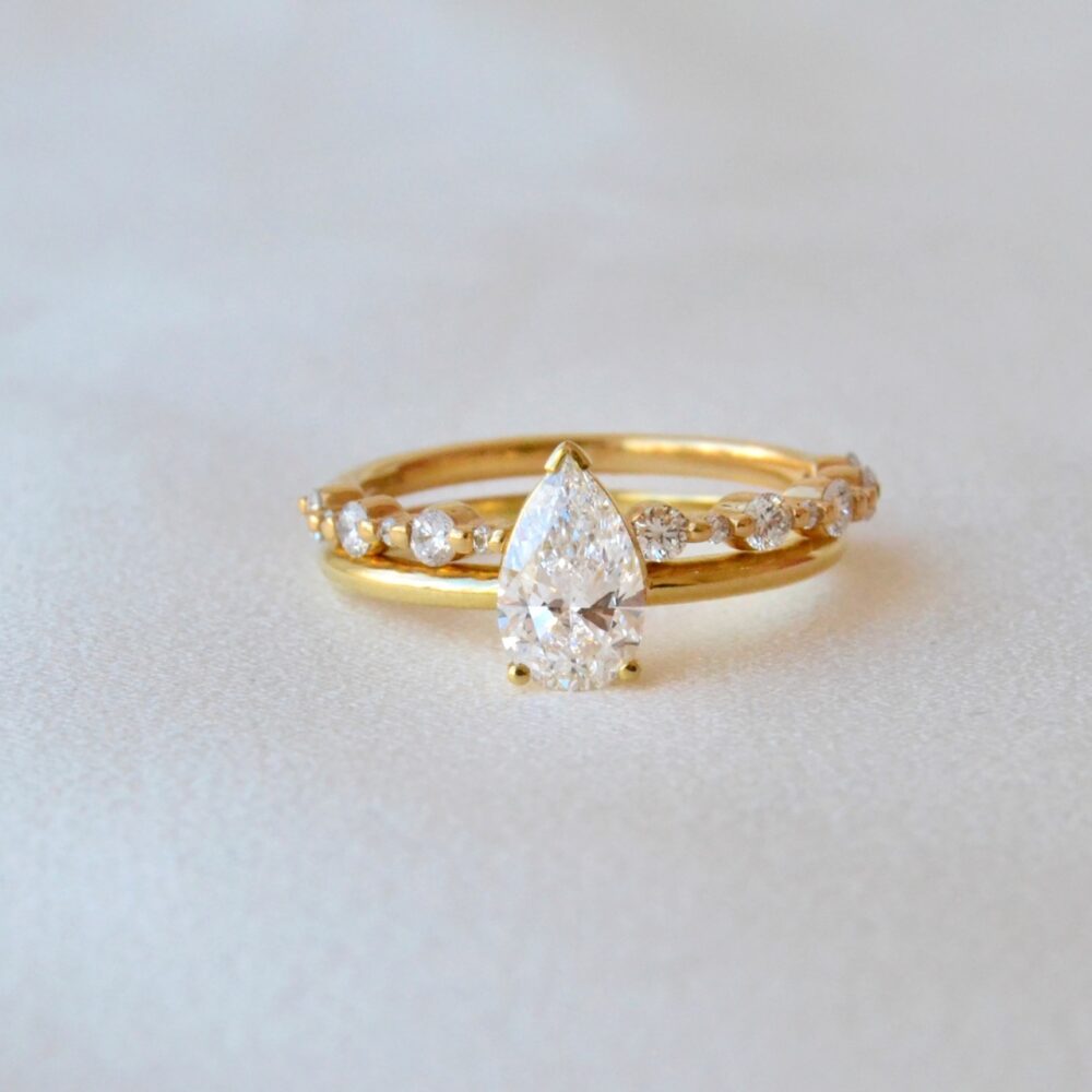 Pear shaped engagement ring stack 2