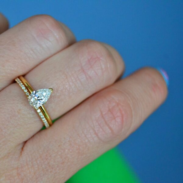 Pear shaped engagement ring stack