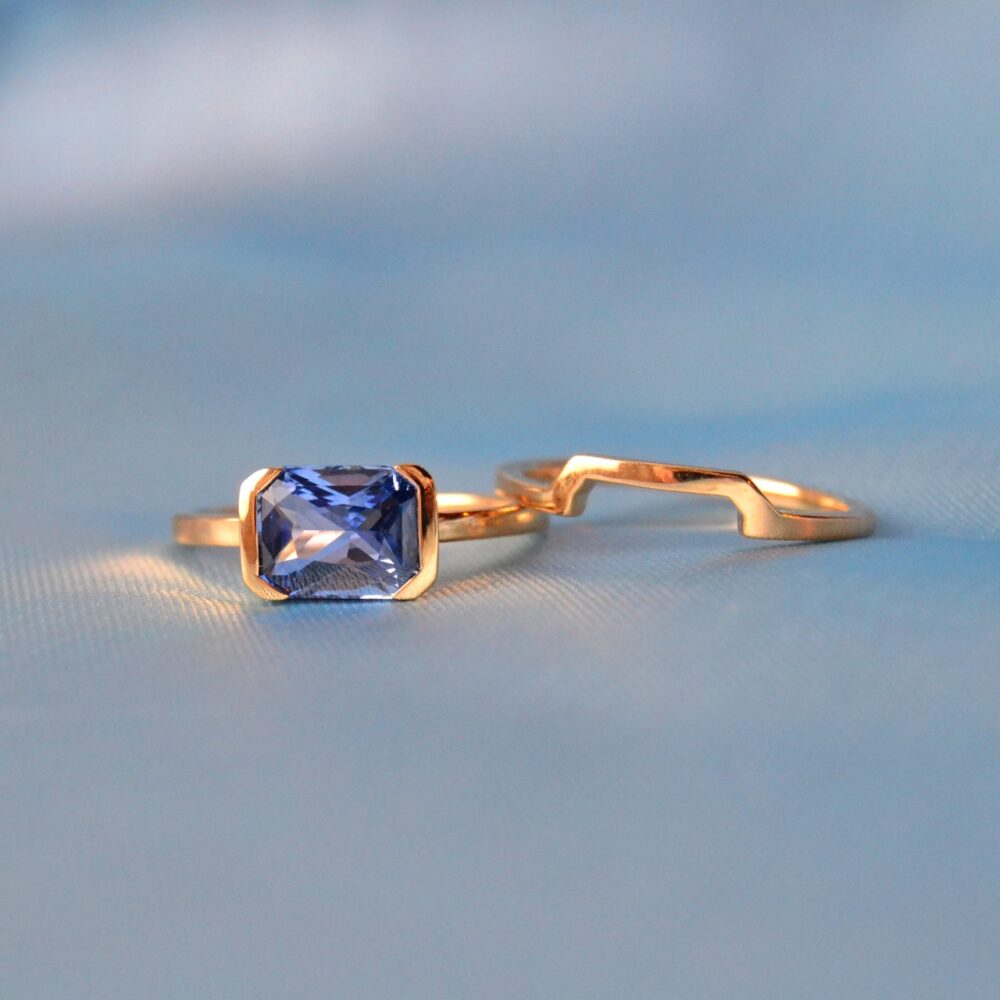 2.17ct blue sapphire east west ring