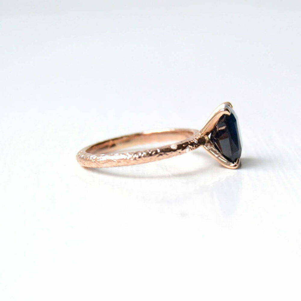 Black sapphire ring with heirloom diamonds