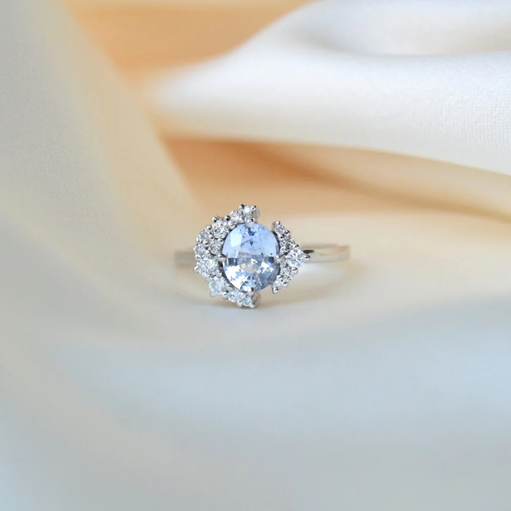 Oval Sky Blue Sapphire Engagement Ring | Praise Wedding Shop