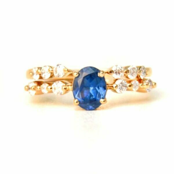 Heirloom Sapphire Ring Stack made of 18k yellow gold