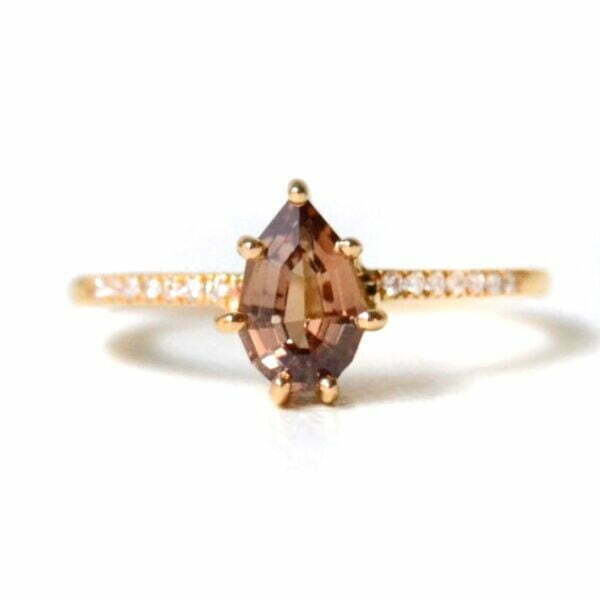Brown sapphire ring with diamonds