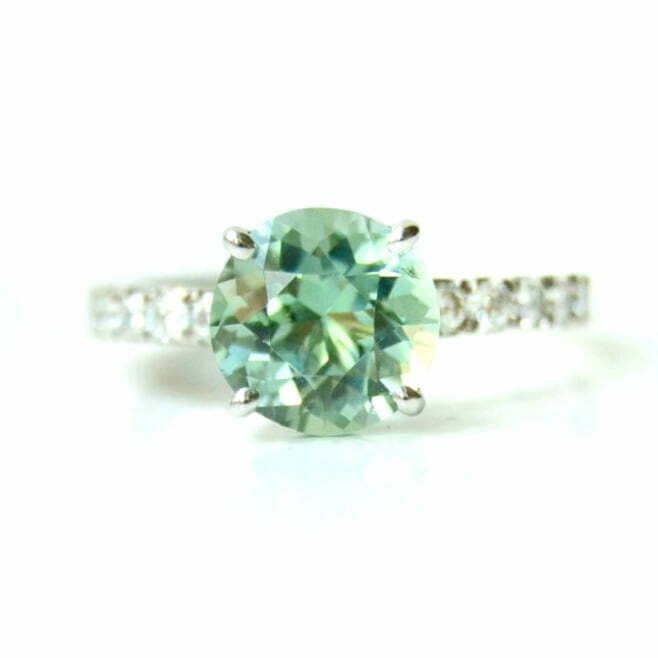green tourmaline ring with diamonds