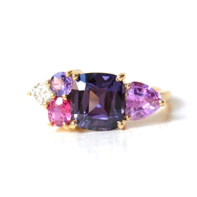 purple spinel ring with sapphires and diamonds