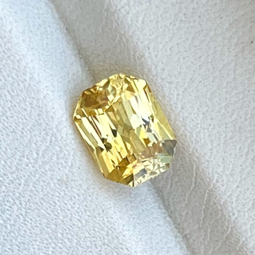 Radiant cut yellow sapphire
