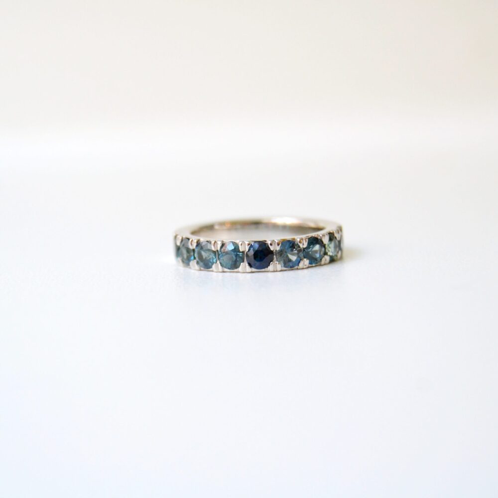 Teal sapphire ring