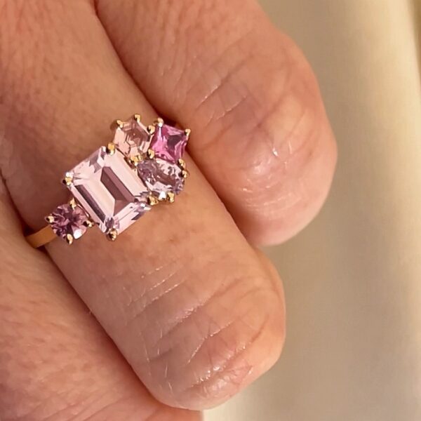 Baby pink sapphire cluster ring