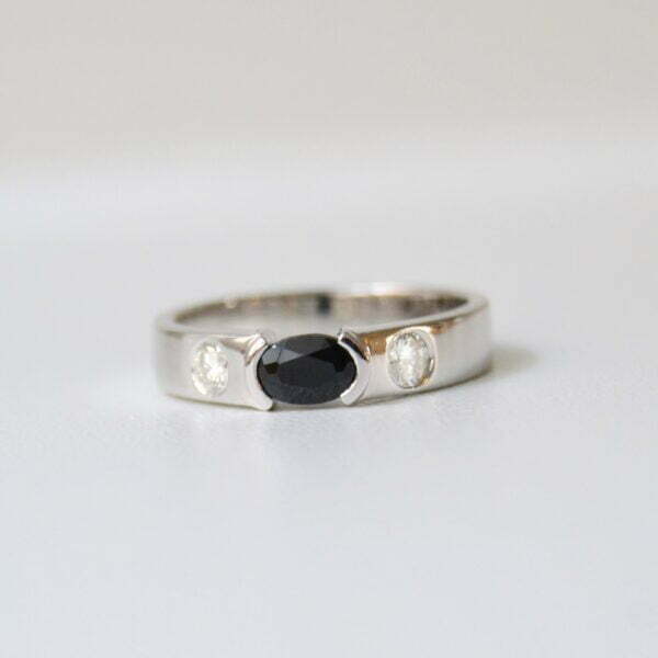 Heirloom black sapphire and diamond ring
