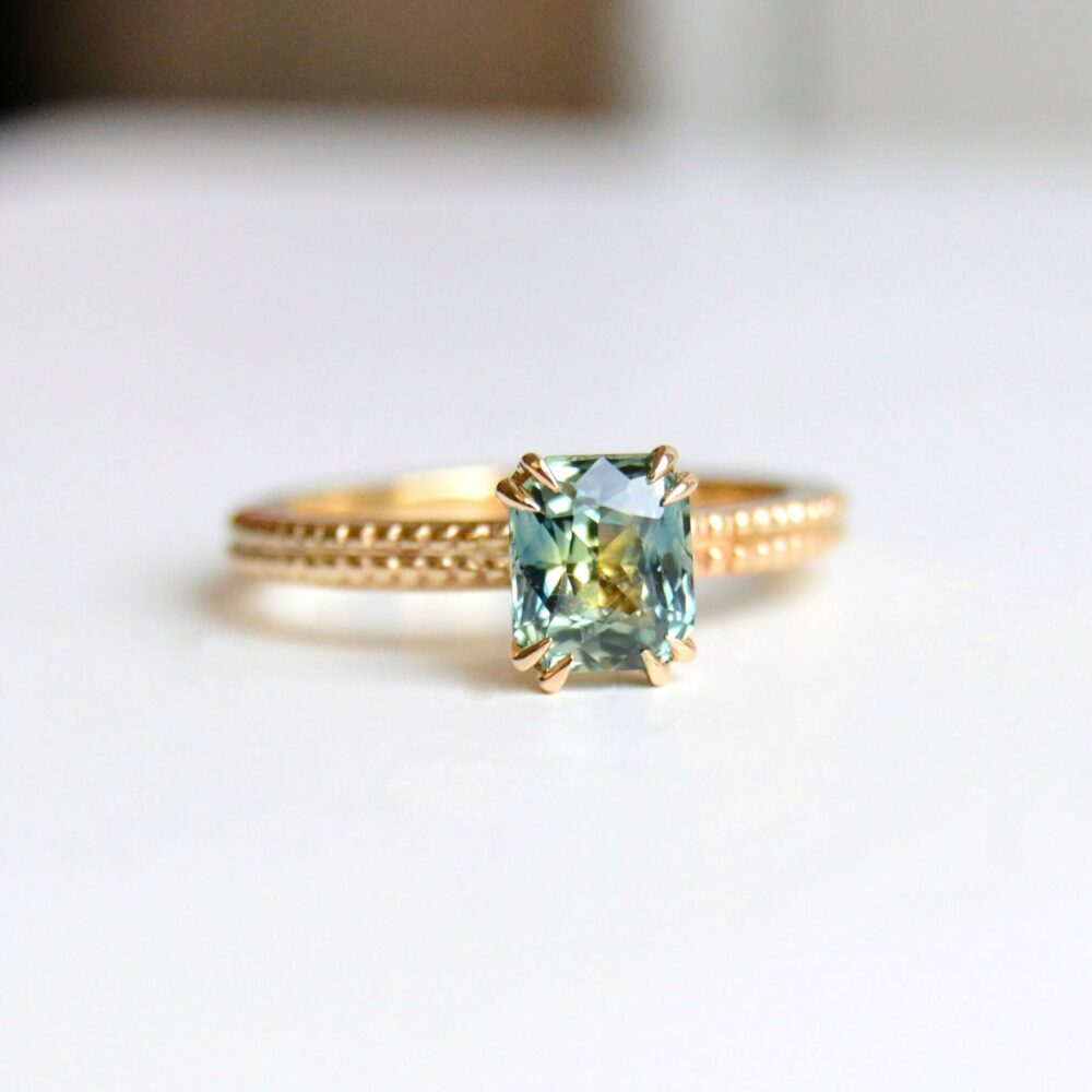 Custom green sapphire ring