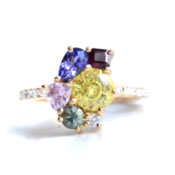 yellow sapphire cluster ring