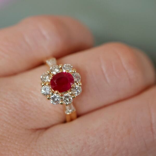 Vintage ruby halo ring