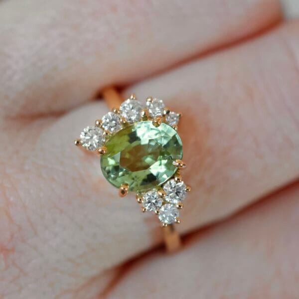 Asymmetric green tourmaline ring