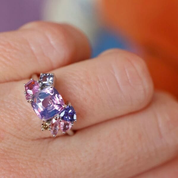 2.03ct bi-color sapphire cluster ring