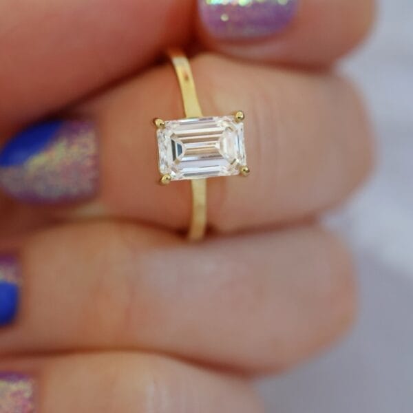 Emerald cut engagement ring