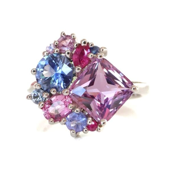 Purple Sapphire Cluster Ring