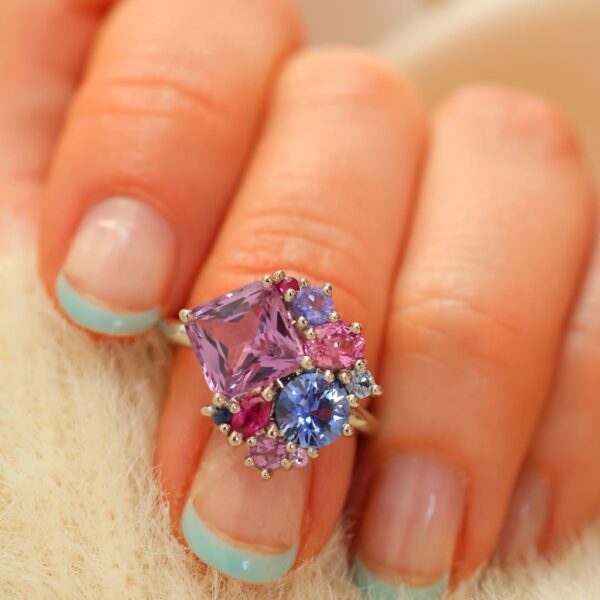Purple Sapphire Cluster Ring