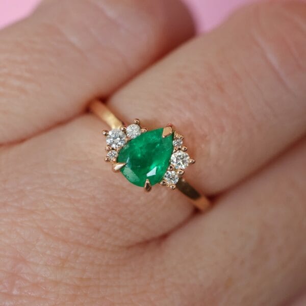 Emerald ring with diamonds