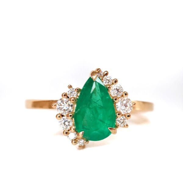 Pear shaped emerald ring