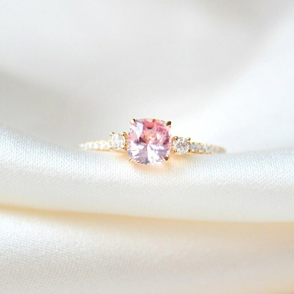Pink sapphire wedding stack