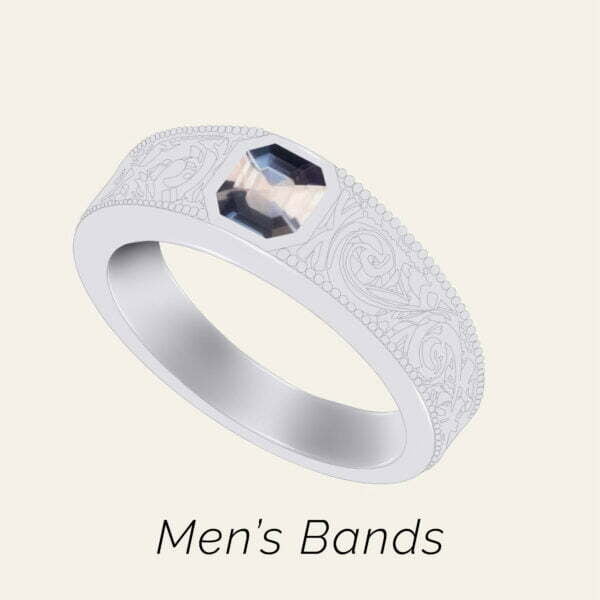 Men's bands with gemstones and made of 18k gold