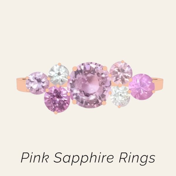 Pink sapphire rings with diamonds set in 18k gold