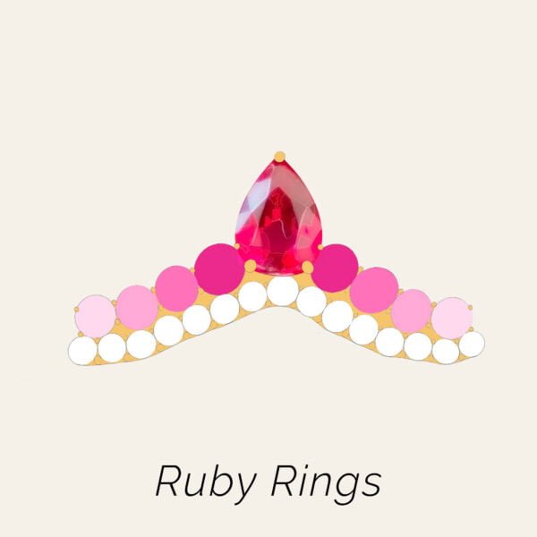 Ruby rings with diamonds made of 18k gold