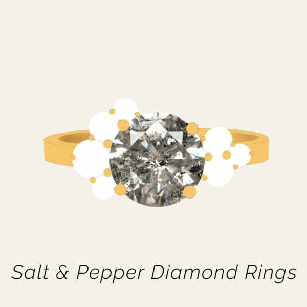 Salt and pepper diamond rings made of 18k gold