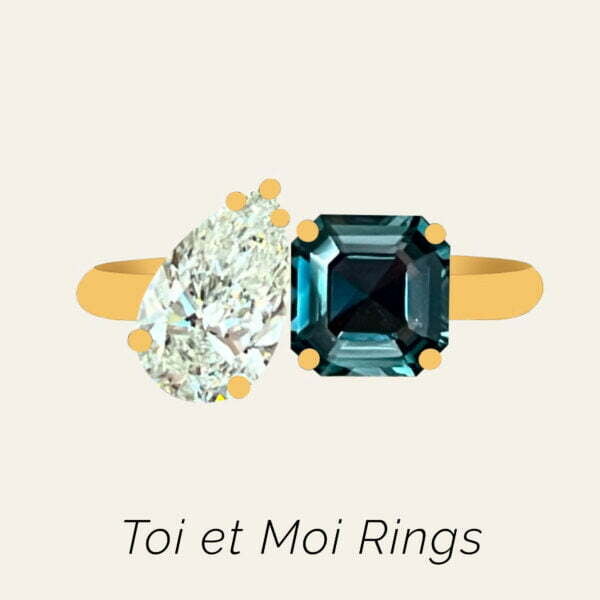 Toi et moi ring with diamonds set in 18k gold