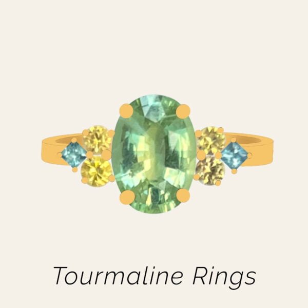 Tourmaline rings made of 18k gold