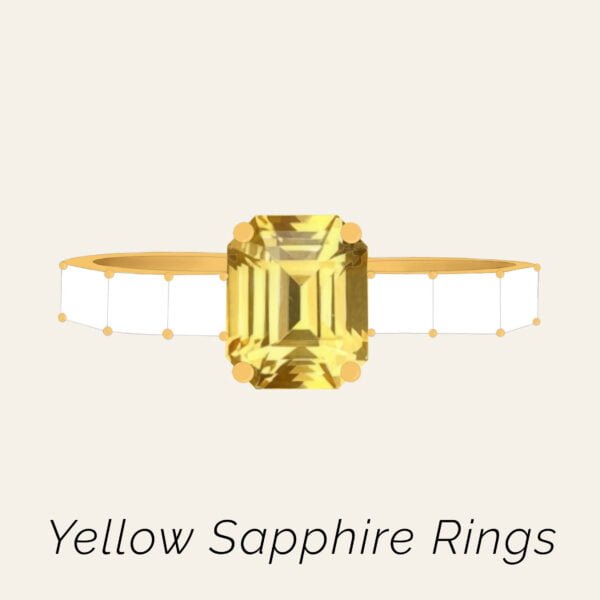 Yellow sapphire rings made with diamonds and set in 18k gold