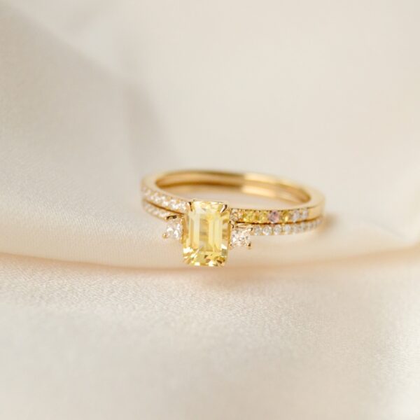 Yellow sapphire wedding ring stack