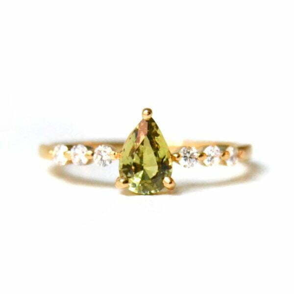 Green Sapphire Ring with Diamonds