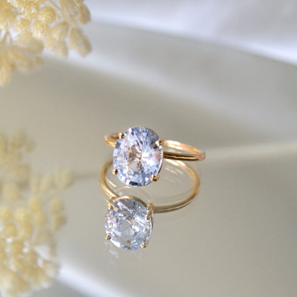 3ct White Sapphire Engagement Ring