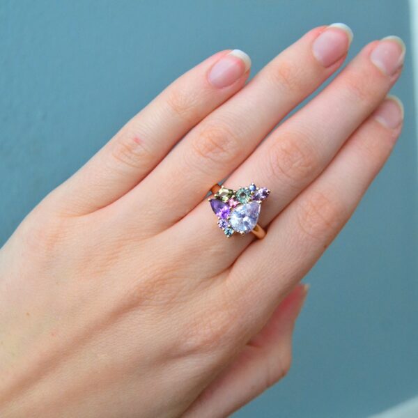Lavender Sapphire Cluster Ring