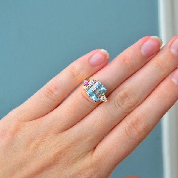 Heirloom Aquamarine Cluster Ring