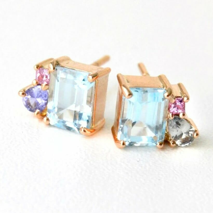 Heirloom Gemstone Earrings with sapphires set in 18K rose gold