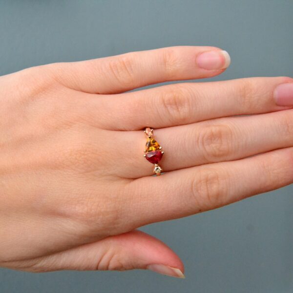 Ruby and Tourmaline Cluster Ring