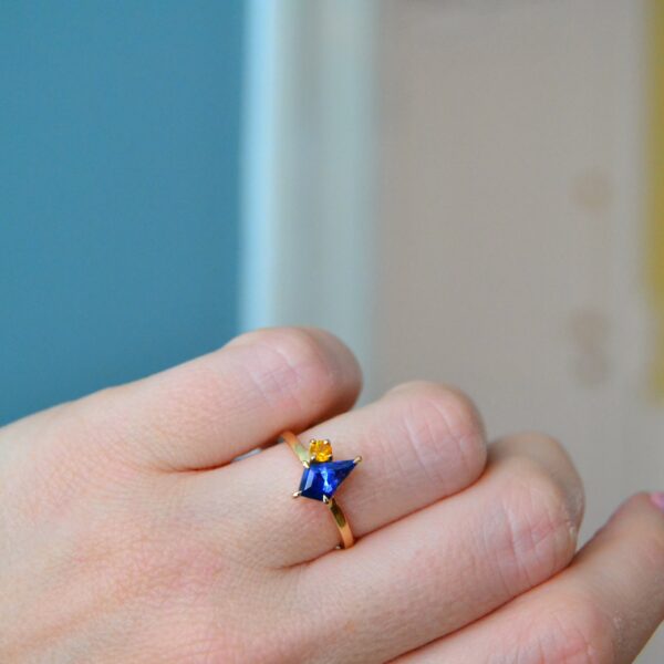 Kite Shape Sapphire Ring