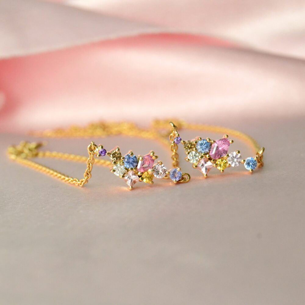 Sapphire and Diamond Cluster Bracelet