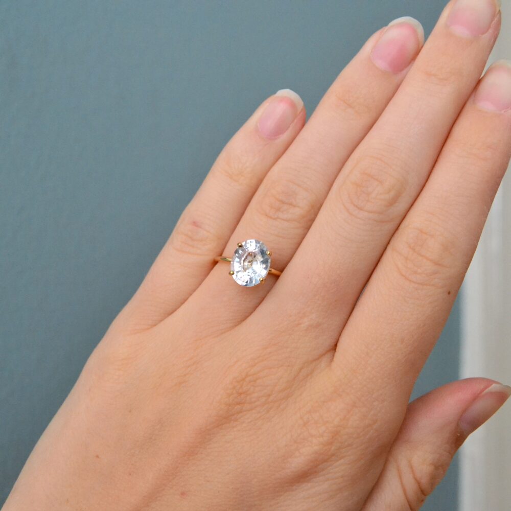 3ct White Sapphire Engagement Ring