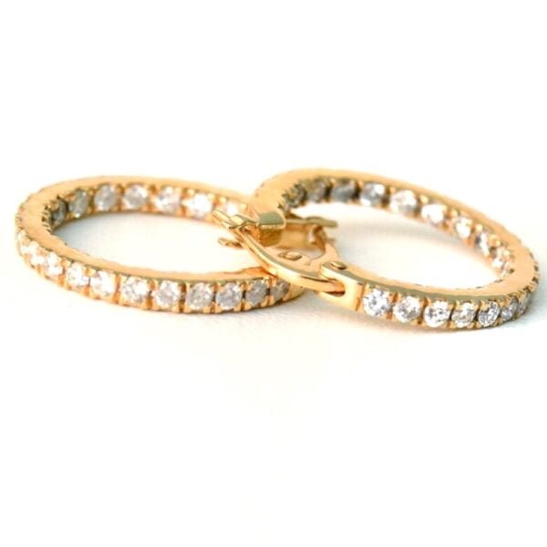 Double Sided Diamond Hoops in 18k yellow gold