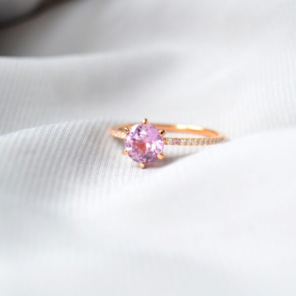 Pink sapphire wedding stack